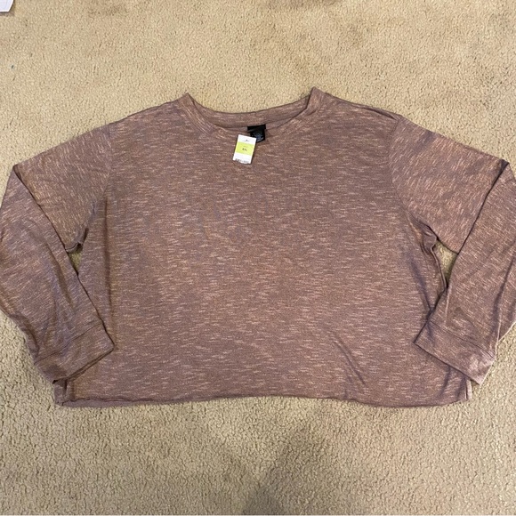 Agnes & Dora Brown crop top sweater with a hint of gold/bronze threading nwt XXL - Picture 1 of 12